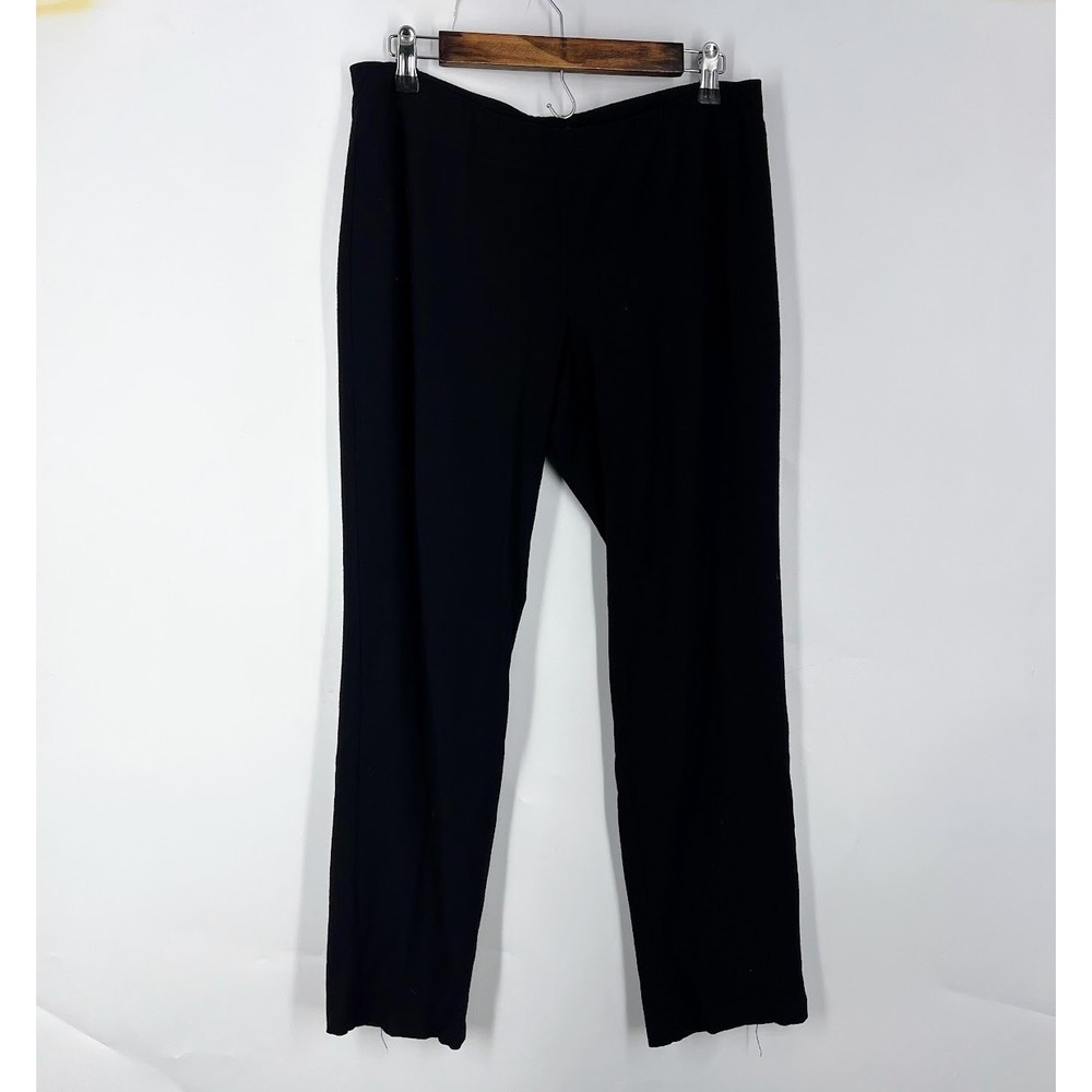 Eileen Fisher Womens Black Viscose Stretch Jersey Pull‎ On Straight Leg Pants M